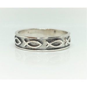 925 Sterling Silver Jesus Fish Ring